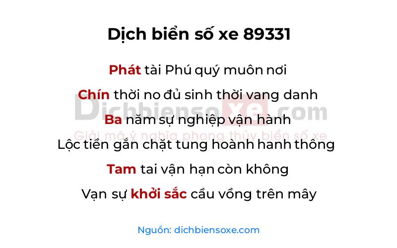 Dịch thơ biển số 89331
