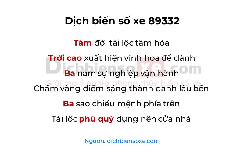 Dịch thơ biển số 89332