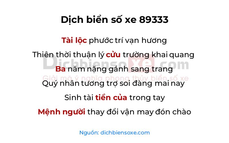Dịch thơ biển số 89333