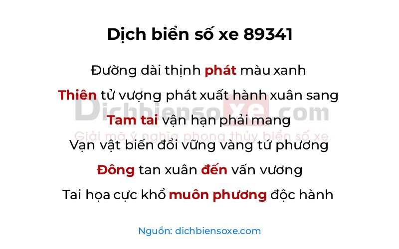 Dịch thơ biển số 89341