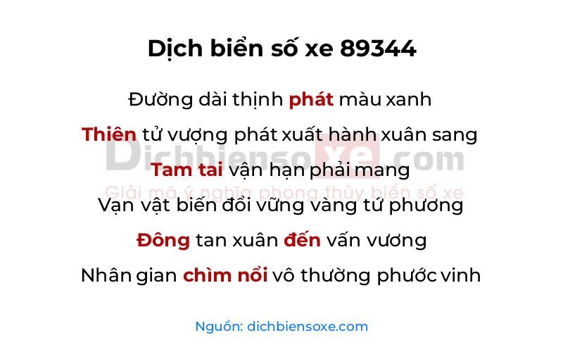 Dịch thơ biển số 89344