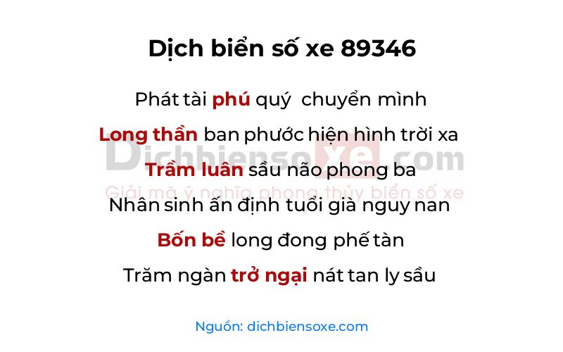 Dịch thơ biển số 89346