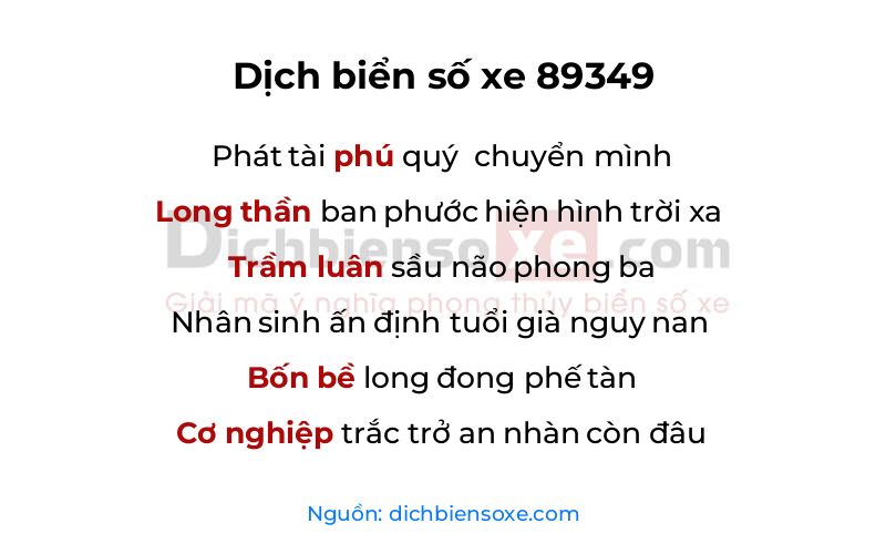 Dịch thơ biển số 89349