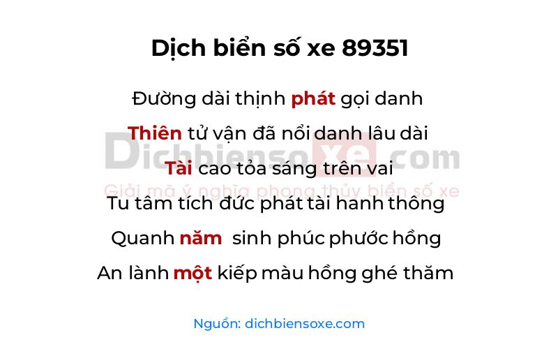 Dịch thơ biển số 89351