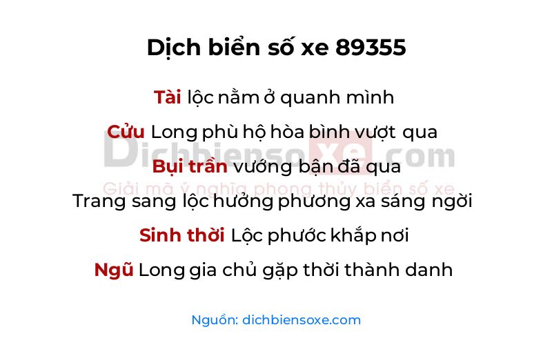 Dịch thơ biển số 89355