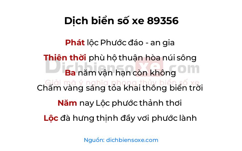 Dịch thơ biển số 89356