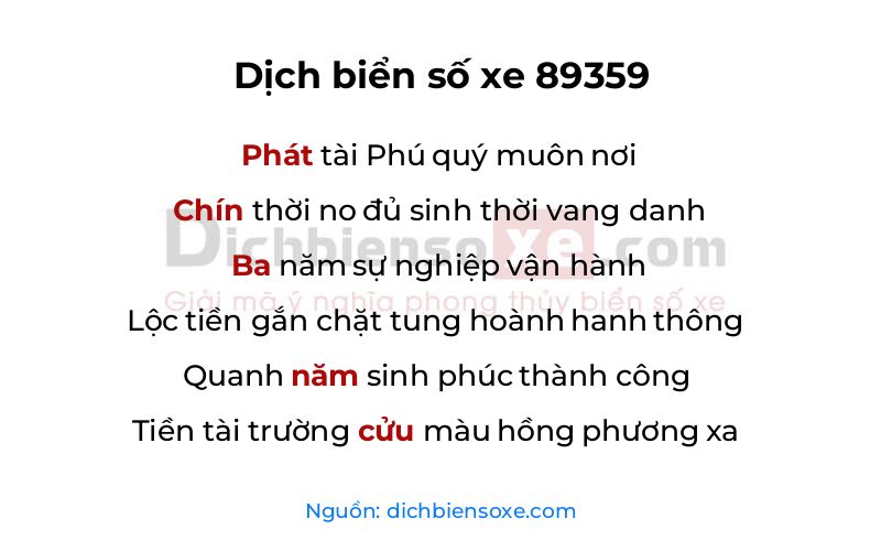 Dịch thơ biển số 89359