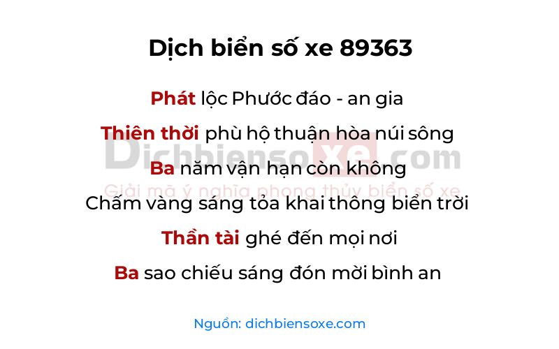 Dịch thơ biển số 89363