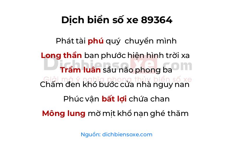Dịch thơ biển số 89364
