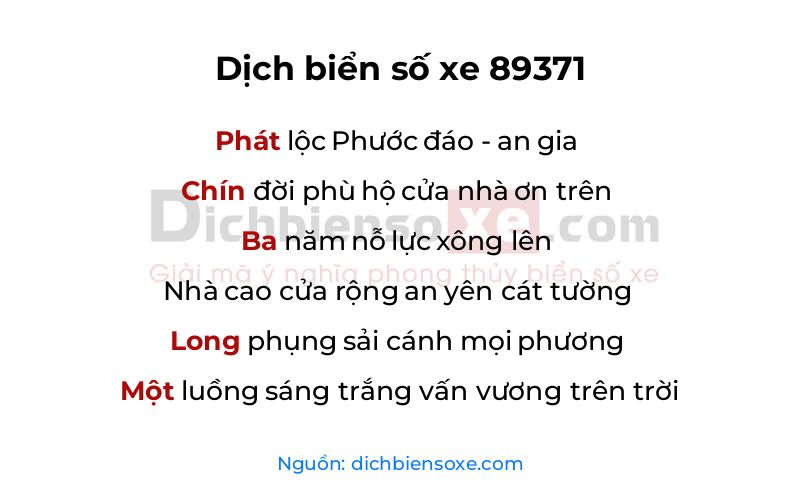 Dịch thơ biển số 89371