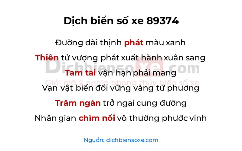 Dịch thơ biển số 89374