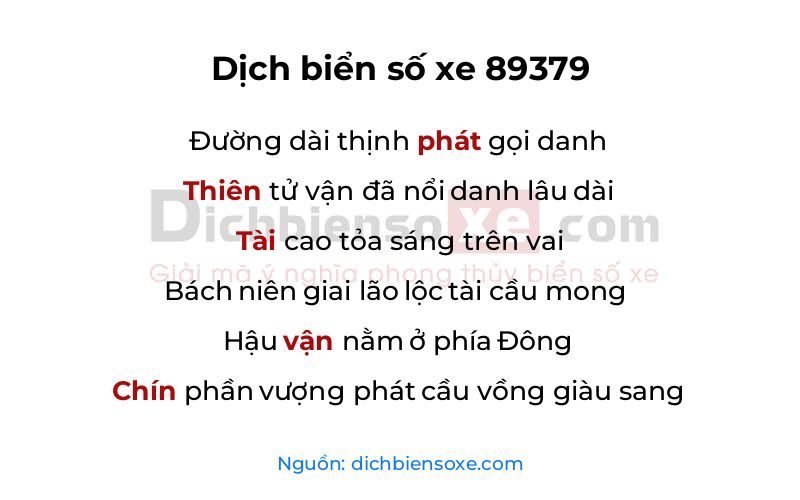 Dịch thơ biển số 89379