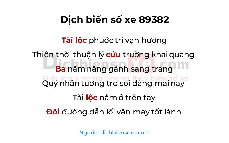 Dịch thơ biển số 89382