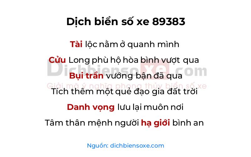 Dịch thơ biển số 89383