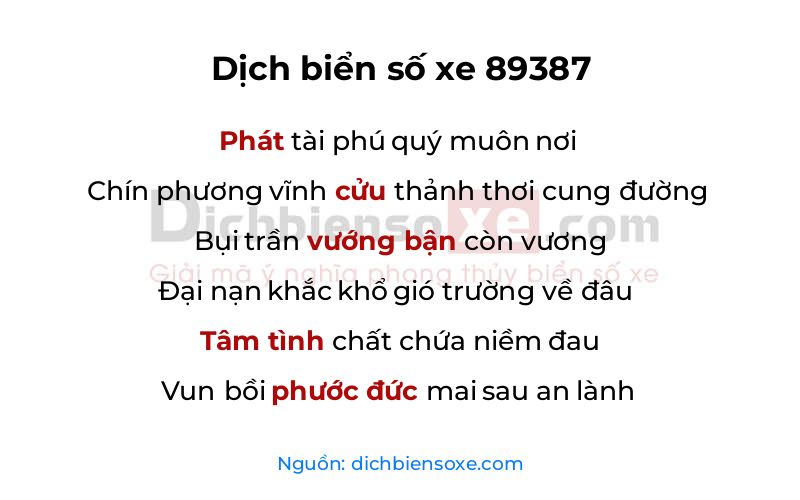Dịch thơ biển số 89387