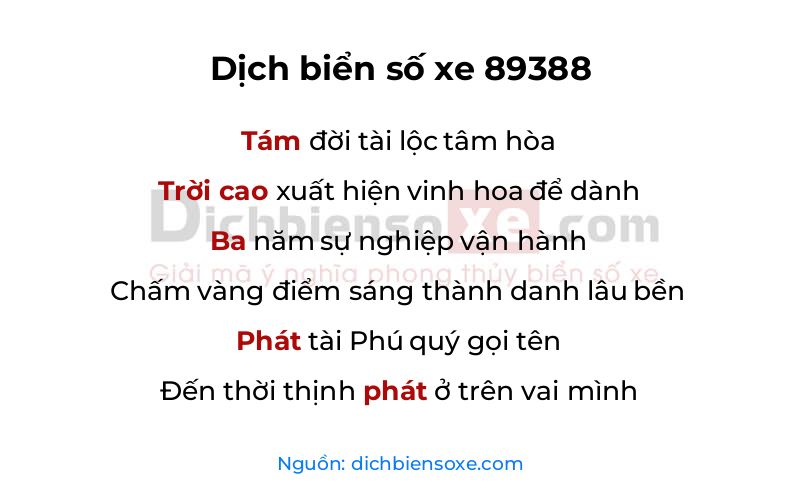 Dịch thơ biển số 89388