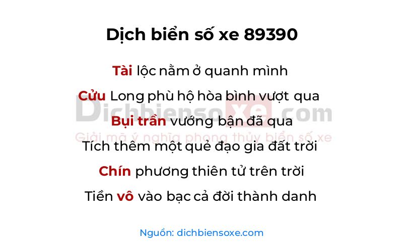 Dịch thơ biển số 89390