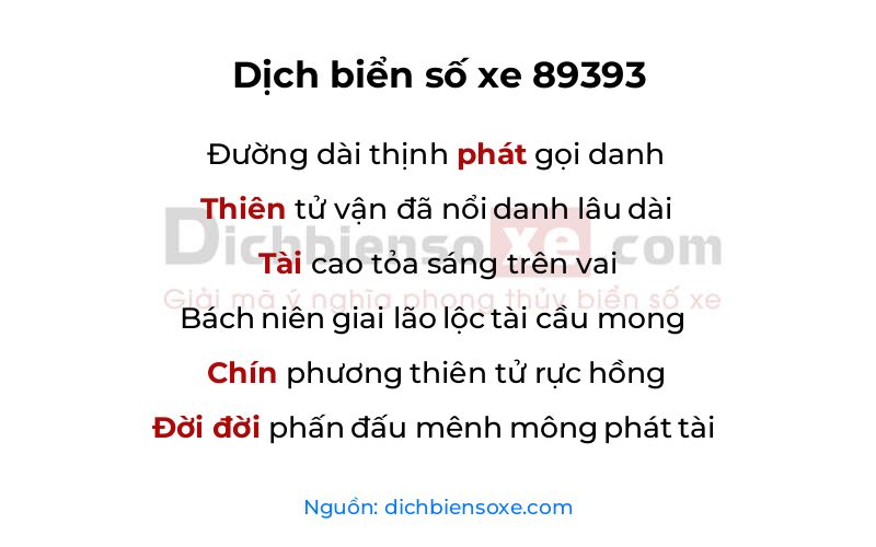 Dịch thơ biển số 89393