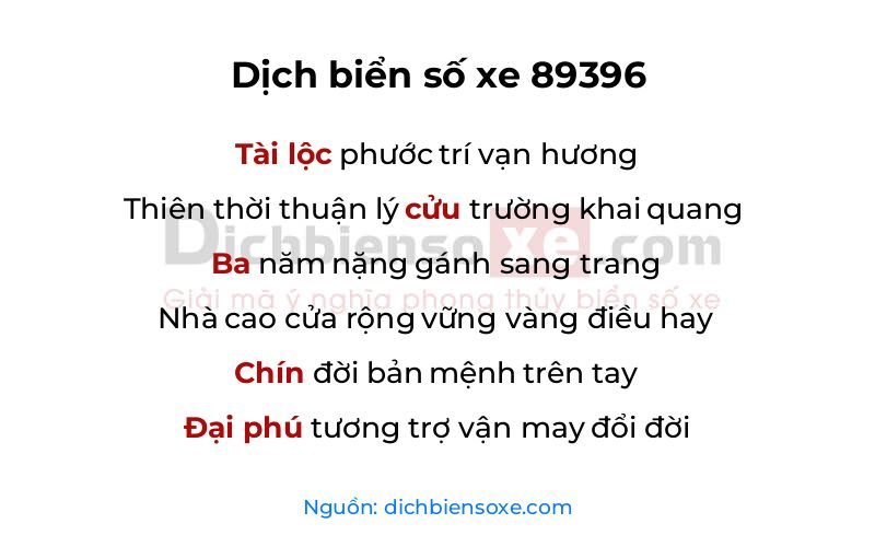 Dịch thơ biển số 89396