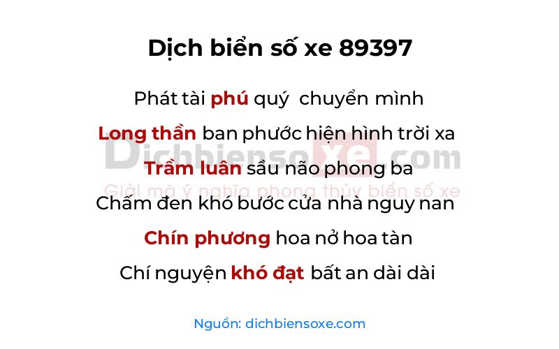 Dịch thơ biển số 89397