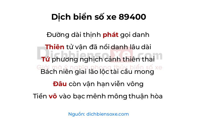 Dịch thơ biển số 89400