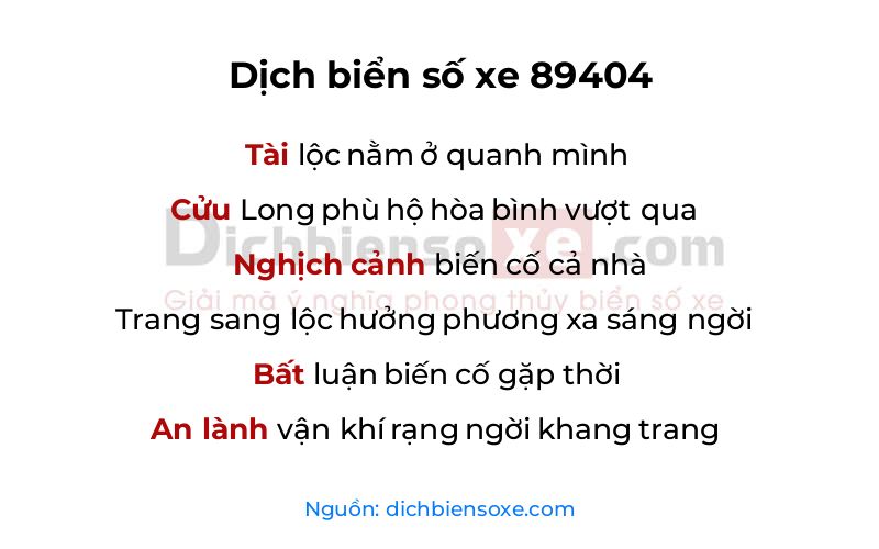 Dịch thơ biển số 89404