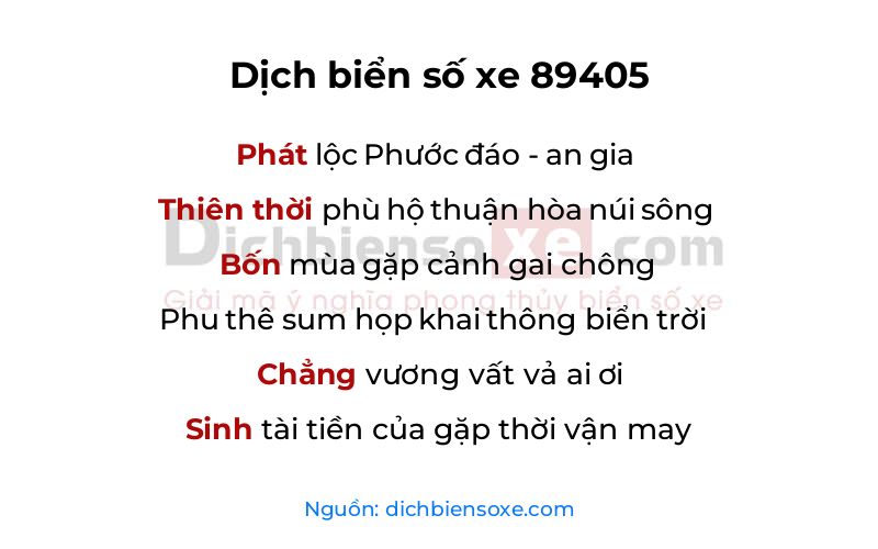 Dịch thơ biển số 89405