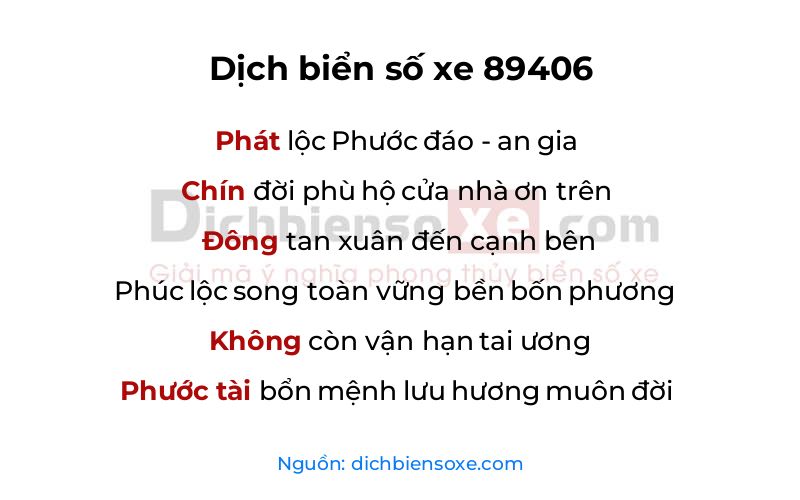 Dịch thơ biển số 89406