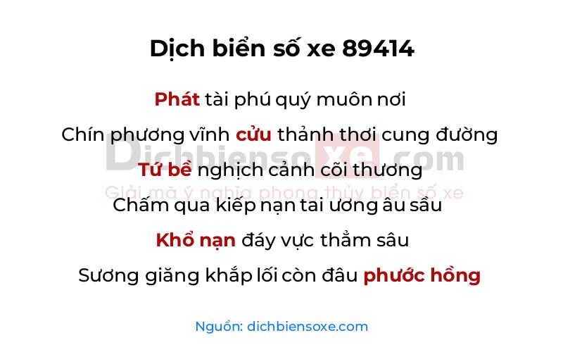 Dịch thơ biển số 89414