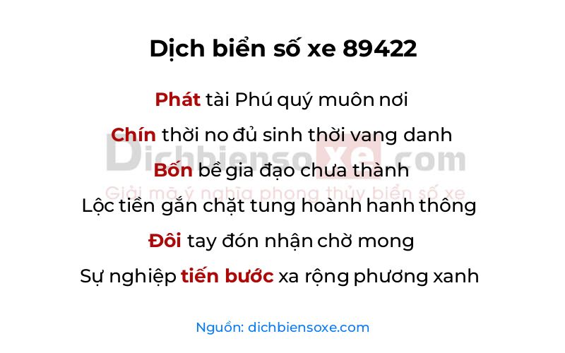 Dịch thơ biển số 89422