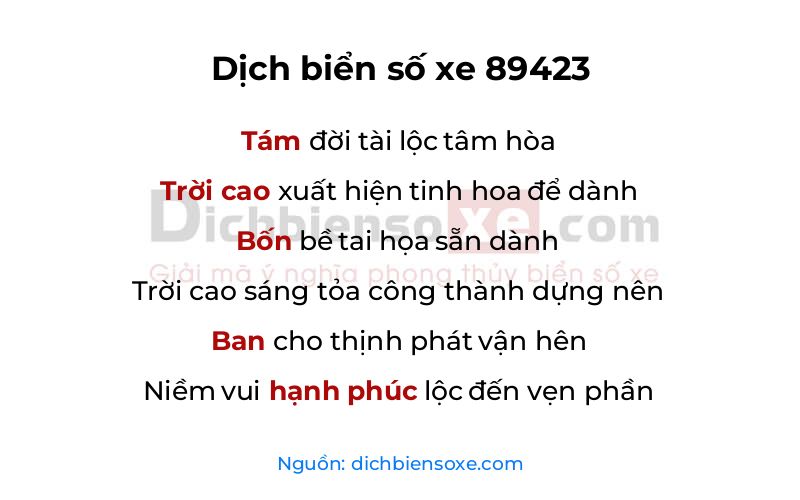 Dịch thơ biển số 89423