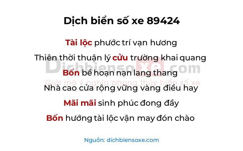 Dịch thơ biển số 89424