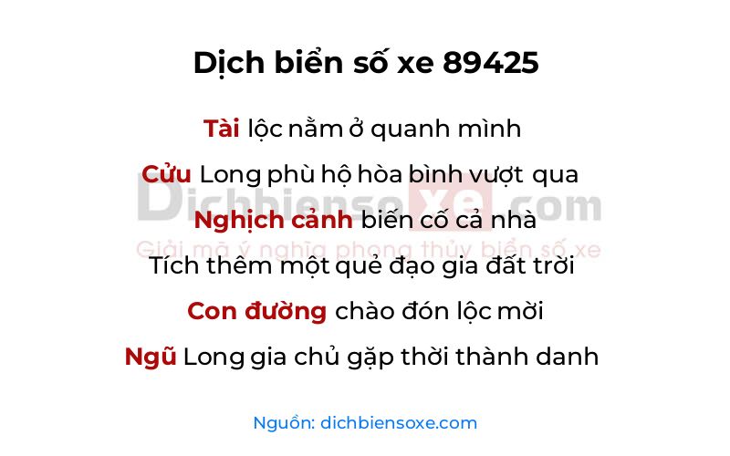 Dịch thơ biển số 89425