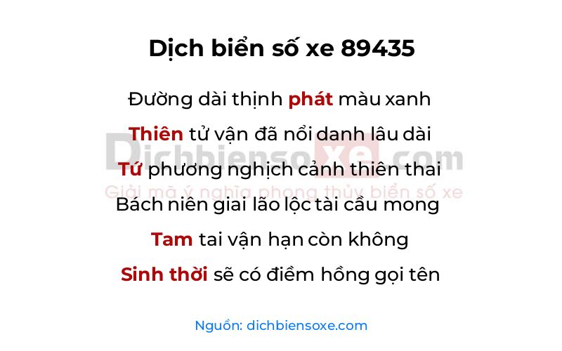 Dịch thơ biển số 89435