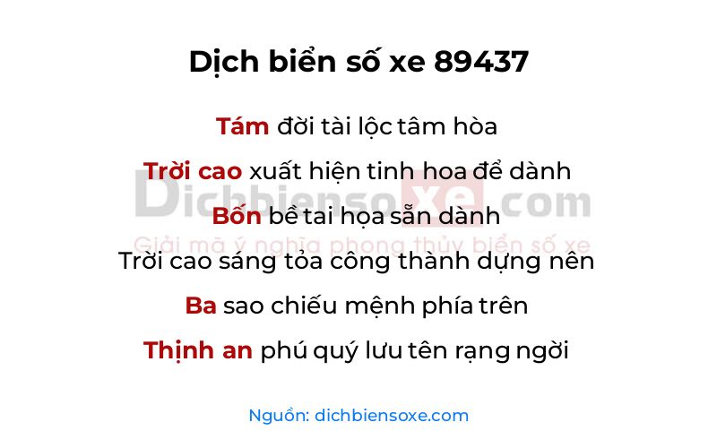Dịch thơ biển số 89437