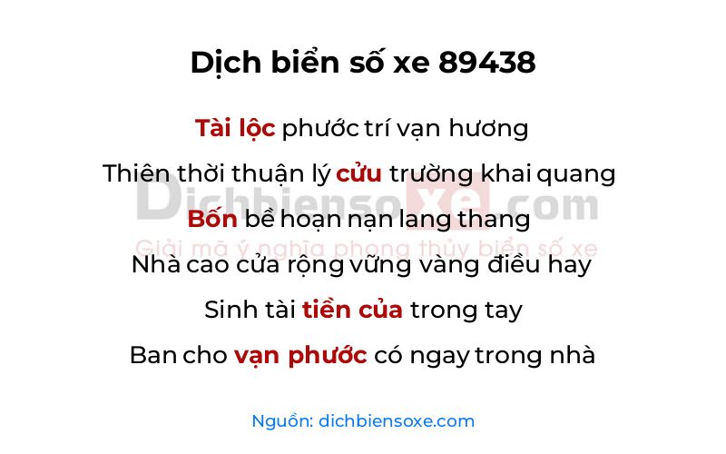Dịch thơ biển số 89438