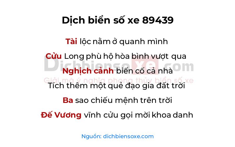 Dịch thơ biển số 89439