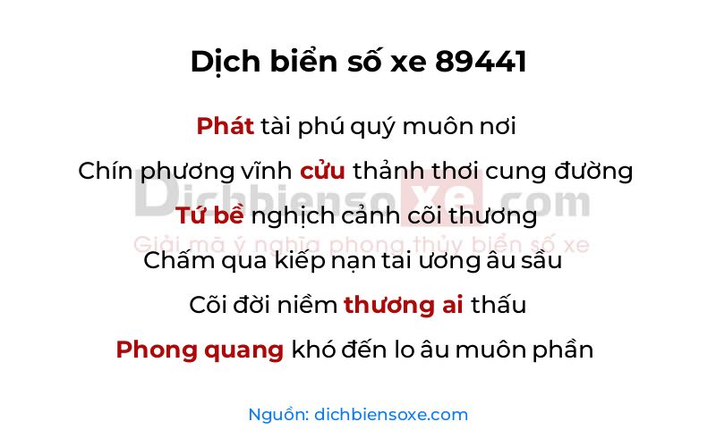 Dịch thơ biển số 89441