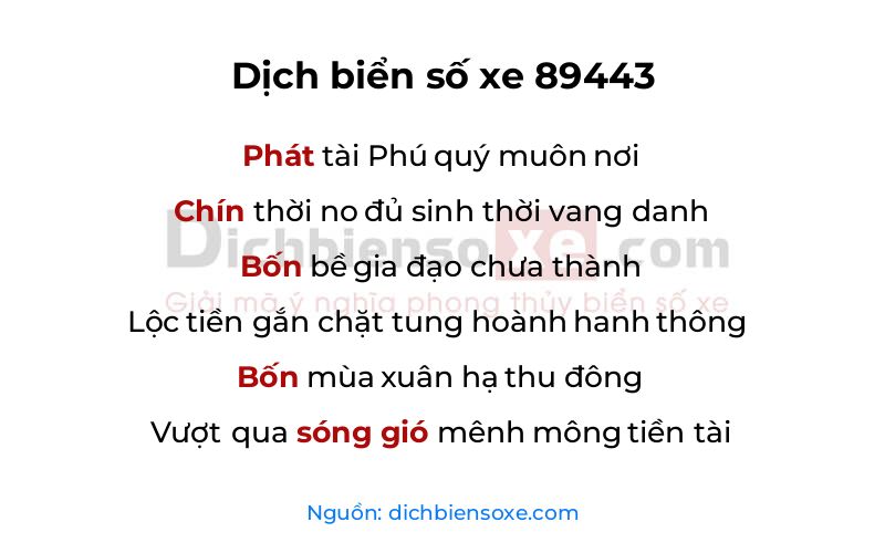 Dịch thơ biển số 89443
