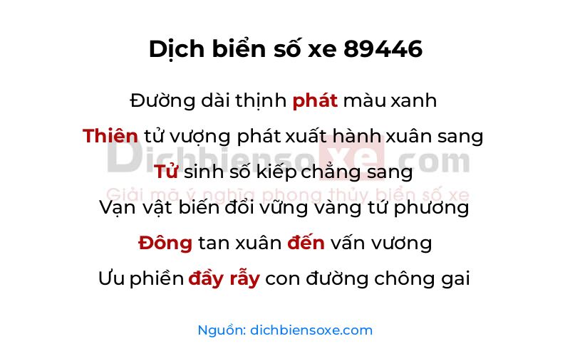 Dịch thơ biển số 89446