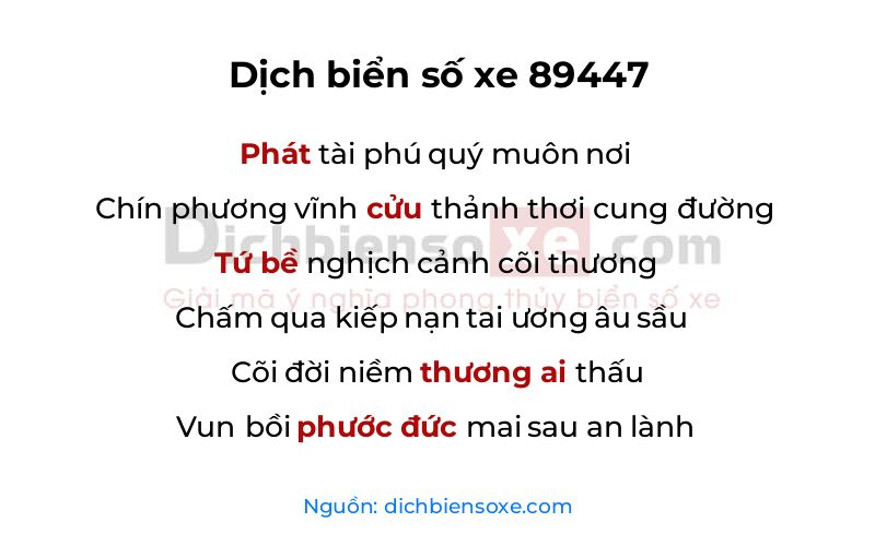 Dịch thơ biển số 89447