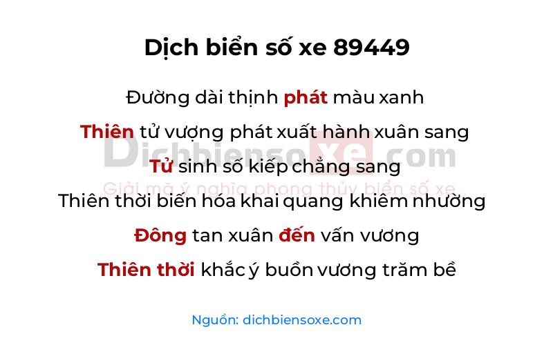 Dịch thơ biển số 89449