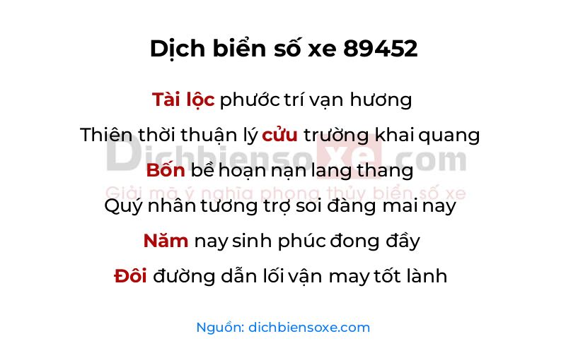 Dịch thơ biển số 89452