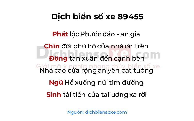 Dịch thơ biển số 89455