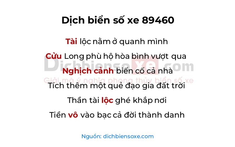 Dịch thơ biển số 89460