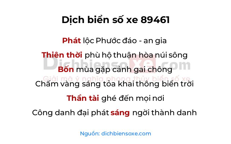 Dịch thơ biển số 89461