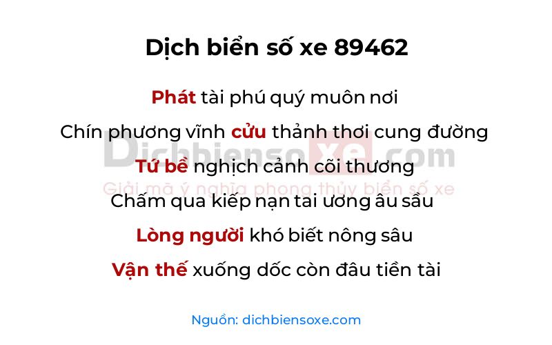 Dịch thơ biển số 89462