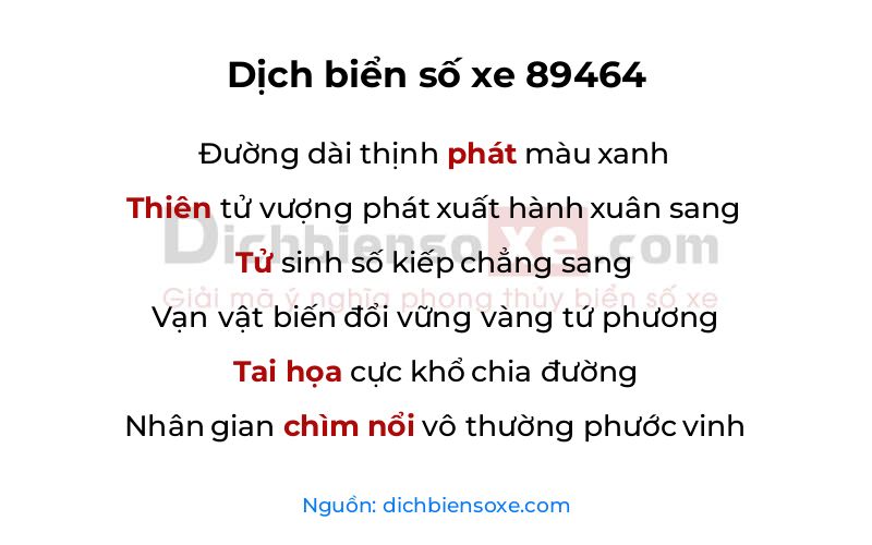Dịch thơ biển số 89464