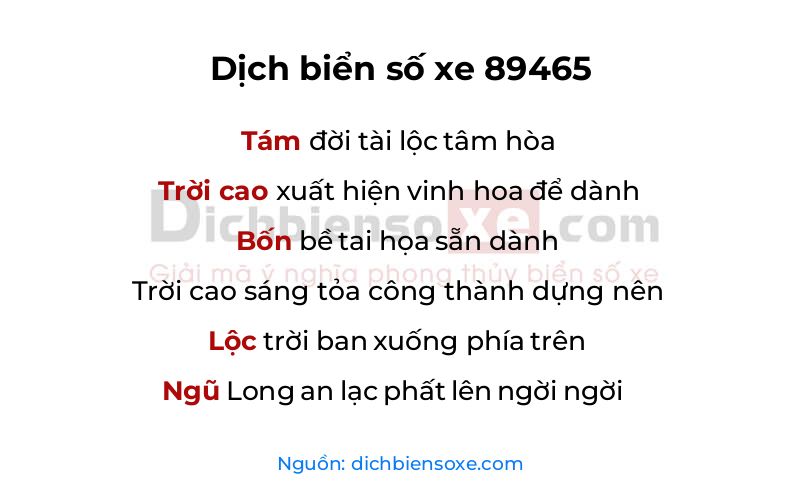 Dịch thơ biển số 89465