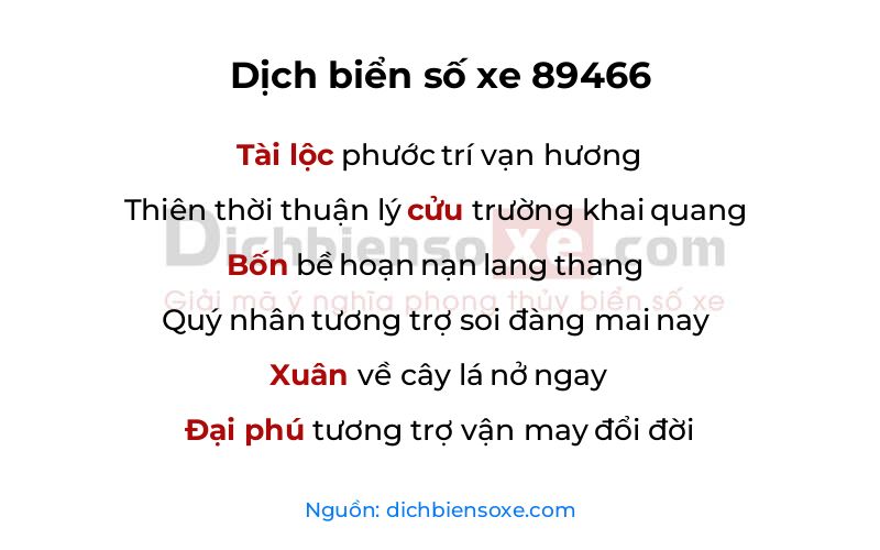 Dịch thơ biển số 89466